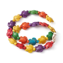 Намистини Синтетичний Говліт Черепаха, Мікс, 18.5х15х8мм, Отвір 1.5мм, близько 20шт/37см/нитка, (13WB33300)