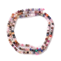 Намистини Натуральні Камені Змішані, Кубики, Гранені, 2х2х2мм, Отвір 0.8мм, близько 157шт/37см/нитка, (13WB33410)