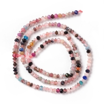 Намистини Натуральні Змішані Камені, Гранені, Рондель, 3х2мм, Отвір 0.6мм, близько 175шт/37см/нитка, (13WB33414)