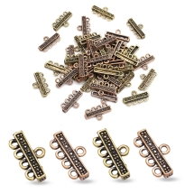 Łącznik Prostokątny, Stop Jubilerski, 5 Otworów, Mix, 22.5x12x3.5mm, Otwór 2mm, 40szt (13WB34381)