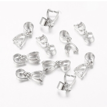 Тримач для Кулонів та Підвісок Латунні, Срібло, 10x5.5x3мм, Отвір 3.5мм, (5WB4780)