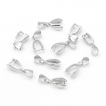 Тримачі Затискачі для Кулонів та Підвісок Латунні, Срібло, 14x7х6мм, Отвір 4х6мм, (6WB919)