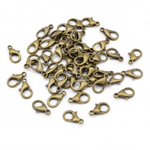 Zapięcie Karabińczyk- Lobster, Stop Metalu, Kolor: Bronze,14x8mm, Otwór 2mm, 50szt (5WB3685)