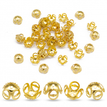 Шапочки для Бусин Залізні, Квітка, Колір: Золото, Розмір: 8х8х5мм, Отвір 1мм, (5WB5638)