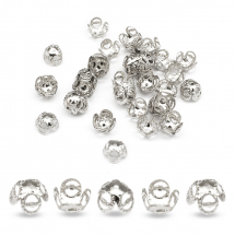 Шапочки для Бусин Залізні, Квітка, Колір: Платина, Розмір: 8х8х5мм, Отвір 1мм, (5WB5640)