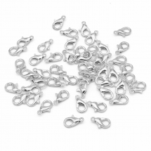 Zapięcie Karabińczyk- Lobster, Metal, Rozmiar: 12x6mm, Otwór 1.5mm, Kolor: Srebro, 50szt (5WB5785)