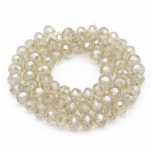 Намистини Австрійський Кришталь, Імітація, Скло Грановані, Прозорі, Рондель, Колір: Бежевий, Розмір: 10х7мм, Отв-тя 1мм, близько 66шт / 50см / нитка, (5WB5793)