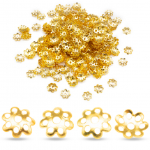 Шапочки для Бусин Залізні, Квітка, Колір: Золото, Розмір: 8х2мм, Отвір 1.2мм, близько 330шт / 20г, (5WB5915)