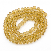 Намистини Австрійський Кришталь, Імітація, Скло Грановані, Прозорі, Рондель, Колір: Золотистий світлий, Розмір: 6х4мм, Отв-тя: 1мм, близько 92шт / 36см / нитка, (5WB4378)