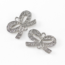 Конектор-Сеттінг Бантик, під Стрази, 2 отвори, Біжутерний сплав, Колір: Античне Срібло, Розмір: 14.5х23х3.5мм, Отвір 2мм, Придатний під Стрази 1~2мм. (5WB6551)