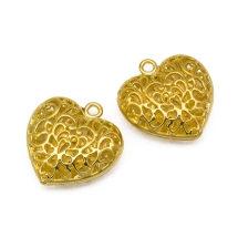 Zawieszka Stop Metalowy 35x34.5x11mm Otwór 3.5mm Kolor: Złoty 2szt (5WB3252)