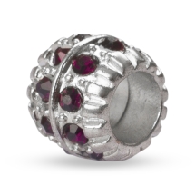 Шарми Євронамистини Метал і Стрази, Рондель, Колір металу: Платина, Колір Страз: Аметист, Розмір: 14х12мм, Отвір 6мм, (5WB6704)