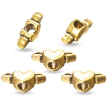 Шарми Євронамистини, Метал Тибетського Стилю, Серце, Колір: Античне Золото, Розмір: 8х20х8мм, Отвір 5мм, (5WB6813)