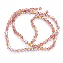 Koraliki Szklane Galwanizowane AB- Kolor, Fasetowane Bicone, Śliwkowy, 4x4mm, Otwór 1mm, około 80szt/29cm/nić (5WB7098)