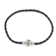 Baza do Eurobransoletki Prawdziwa Skóra i Mosiądz 195x3mm Kolor: Czarny 1szt. (5WB7150)