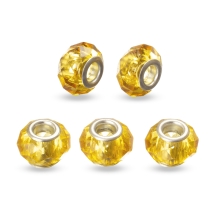 Koraliki Modułowe Charms Szklany Fasetowany, Żółty 14x9mm, 5szt (5WB7250)