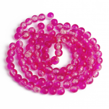 Koraliki Crackle Szklane, Dwukolorowe, Okrągłe, Różowe, 8mm 105szt/84cm/sznur (5WB7294)