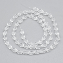Koraliki Szklane, Kropla, Przezroczyste, Fasetowane, Bezbarwny, 6x4mm, około 68szt/36cm (5WB7305)