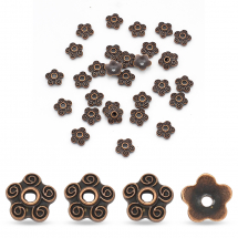Шапочки для Бусин Металеві, Квітка, Колір: Мідь, Розмір: 10х4мм, Отвір 2мм, (5WB7596)