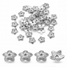 Шапочки для Бусин Металеві, Квітка, Колір: Античне Срібло, Розмір: 11х2.5мм, Отвір 1мм, (5WB7720)