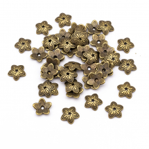 Шапочки для Бусин Металеві, Квітка, Колір: Бронза, Розмір: 11х2.5мм, Отвір 1мм, (5WB7880)