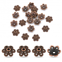 Шапочки для Бусин Металеві, Квітка, Колір: Мідь, Розмір: 9.5х10х3мм, Отвір 1.5мм, (3WB1805)