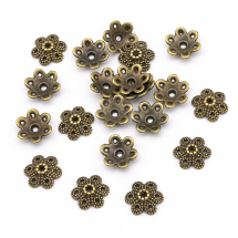 Шапочки для Намистин Квітка Сплав, Бронзовий Колір, 9.5х10х3мм, Отвір 1.5мм, (3WB1806)
