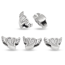 Шарми Євронамистини, Метал Тибетського Стилю, Серце, Колір: Античне Срібло, Розмір: 12х17х8мм, Отвір 5мм, (3WB2044)