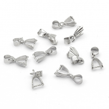 Тримач для кулонів, Залізо, Колір: Платина, Розмір: 10.67x5.93x3.04мм, Отвір 4.13мм, Пін 0.84мм, (Q6WB189)