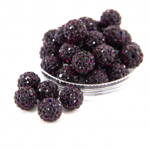 Koraliki z Kryształkami klasy A, z gliny polimerowej, Okrągłe, Szambala, Kolor: Ametyst, Rozmiar: Średnica 10mm, Otwór 1.8-2mm (3WB2561)