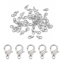Zapięcia Karabińczyki-Lobster, do Rękodzieła i Biżuterii, Metal, Platynowy, 14x8mm, Otwór 2mm, 50szt (6WB978)
