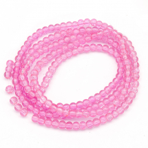Koraliki Szklane, Crackle, Okrągłe, Kolor: Różowy 4mm 200szt/80cm/nić (3WB2855)
