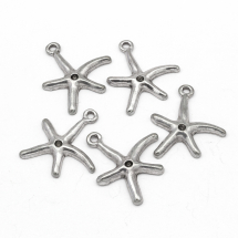 Oprawa Wisiorek Gwiazda Morska pod Dżety Stop Metalowy 24x22x2mm Otwór 2mm pod Dżety 1mm Kolor: Platynowy 5szt (6WB629)