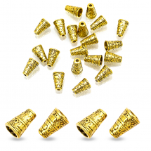 Конус Шапочки для Бусин, Металеві, Колір: Античне Золото, Розмір: 10х7мм, Отвір 2мм, (3WB3092)