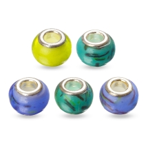 Koraliki Modułowe Charms Szkło i Mosiądz, Mix Kolorów 14x10mm, 5szt (3WB3461)