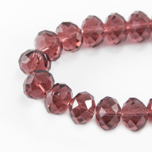 Намистини Австрійський Кришталь, Імітація, Скло Грановані, Прозорі, Рондель, Колір: Пурпурний, Розмір: 12х8мм, Отв-тя 1мм, близько 72шт / 58см / нитка, (3WB3495)