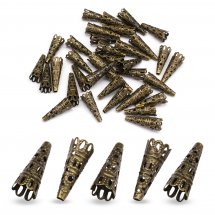 Конус Шапочки для Бусин, Залізні, Колір: Бронза, Розмір: 9х22мм, Отвір 3мм, (Q6WB729)