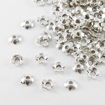 Шапочки для Бусин Металеві, Квітка, Колір: Античне Срібло, Розмір: 6.5х2мм, Отвір 2мм, близько 40шт / 5г (5WB1066)