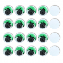 Oczy Żywe z Rzęsami Plastik 12x3.5mm Kolor: Zielony 20szt/opakowanie (3WB4229)