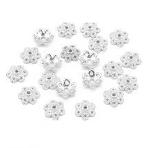 Шапочки для Бусин Металеві, Квітка, Колір: Срібло, Розмір: 9.5х10х3мм, Отвір 1.5мм, (3WB5523)