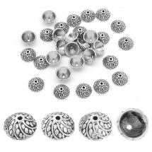 Шапочки для Бусин Металеві, Конус, Колір: Античне Срібло, Розмір: 11х5мм, Отвір 1мм, (3WB5526)