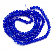 Koraliki Szklane Crackle, Okrągłe "Szkło Tłuczone", Niebieskie, 6mm, 130szt/76cm/sznur (3WB5817)