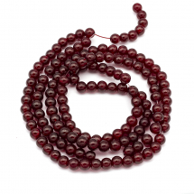 Koraliki Szklane Crackle, Okrągłe "Szkło Tłuczone", Ciemnoczerwone, 4mm, otwór 1mm, około 190szt/76cm/nić (3WB5828)