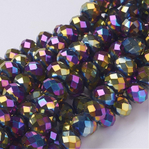 Koraliki Szklane Galwanizacja Fasetowane, 10x7mm 72szt/50cm/sznur (3WB5870)