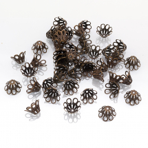 Конус Шапочки для Бусин, Залізні, Квітка, Колір: Мідь, Розмір: 14х9мм, Отвір 1мм, (2WB10128)