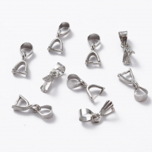 Тримач для кулонів, Латунь, Колір: Платина, Розмір: Довжина 9мм, Отвір 4х5мм, (2WB10179)