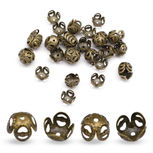Шапочки для Бусин Залізні, Квітка, Колір: Бронза, Розмір: 8х8х5мм, Отвір 1мм, (2WB10073)