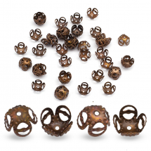 Шапочки для Бусин Залізні, Квітка, Колір: Мідь, Розмір: 8х8х5мм, Отвір 1мм, (2WB10074)