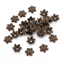 Шапочки для Бусин Квітка, 6 пелюсток, Тибетський Стиль, Метал, Колір: Мідь, Розмір: 11х5мм, Отвір 2мм, (2WB10085)