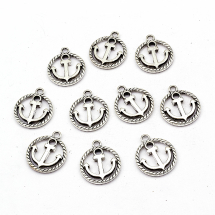 Zawieszka Wisiorek Kotwica, Metal, Antyczne Srebro, 18x15.5x2mm, Otwór 1.5mm, 10szt (2WB19184)